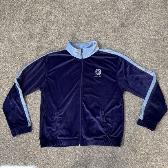 Coca-Cola Jacket Mens XL Blue Velour Full Zip Track Retro Adds Life 2000s Logo - Picture 1 of 14